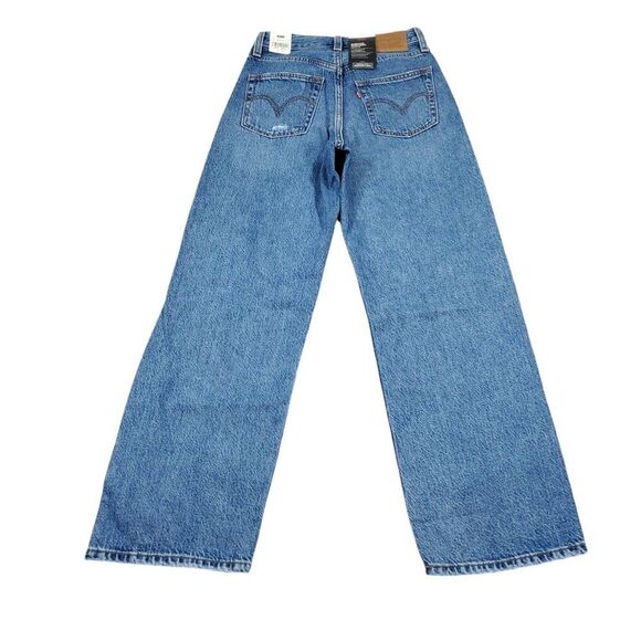 Levi's Premium Ribcage Straight Ankle Jeans Revolve Blue Ripped Size 24 x 27 - Picture 3 of 11